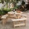 Wooden Outdoor Round Picnic Table with Bench for Patio, 6- Person with Umbrella Hole